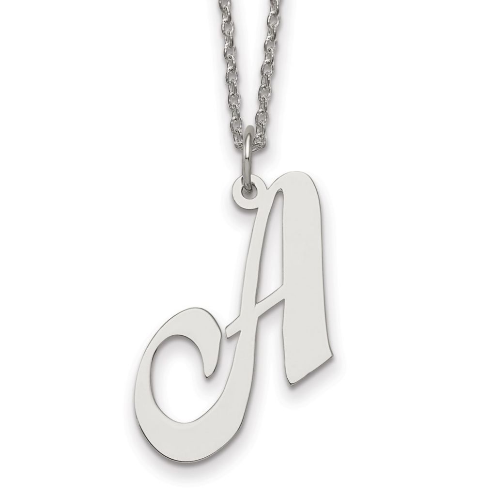 Sterling Silver Rhodium-plated Large Fancy Script Initial B Charm New Pendant